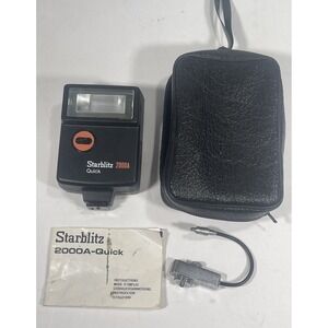 Camera Flash Starblitz 2200A-Quick, Bag, Adapter, Manual 80s Japan Vintage Retro